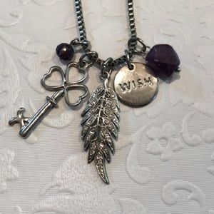 The Limited Wish Feather and Purple Charm Necklace